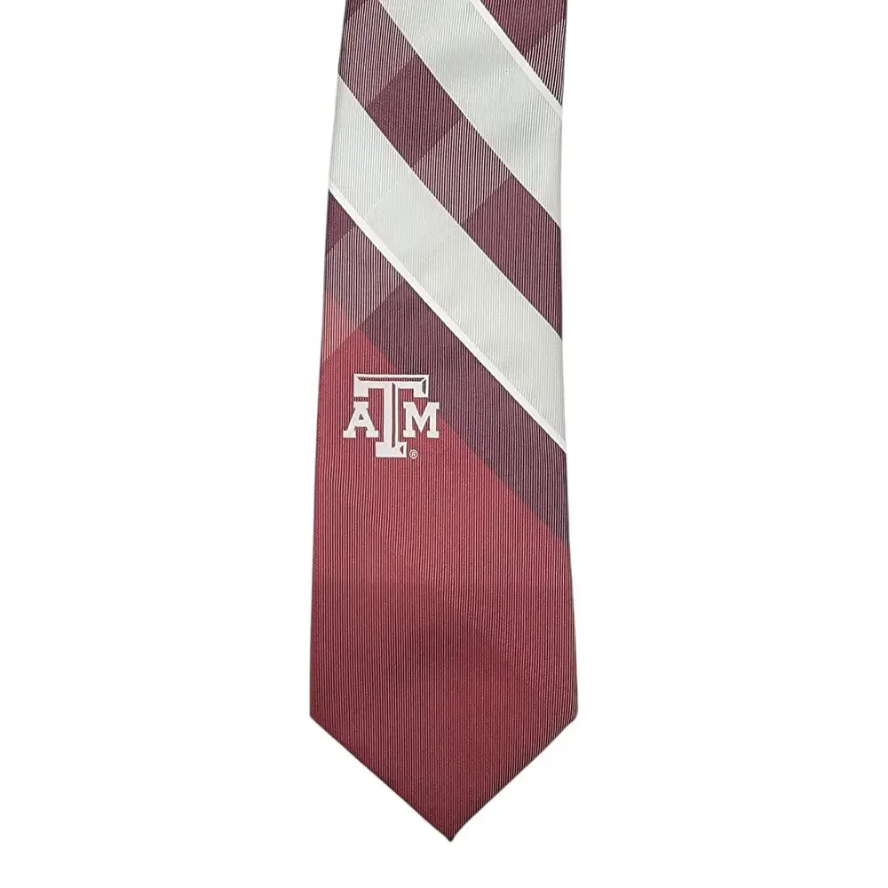 Eagles Wings Texas A&M Aggies Necktie Mens Maroon Plaid Striped Tie NWT